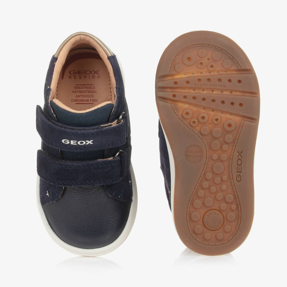 Geox-Girls Blue Star Leather Trainers | Childrensalon Outlet