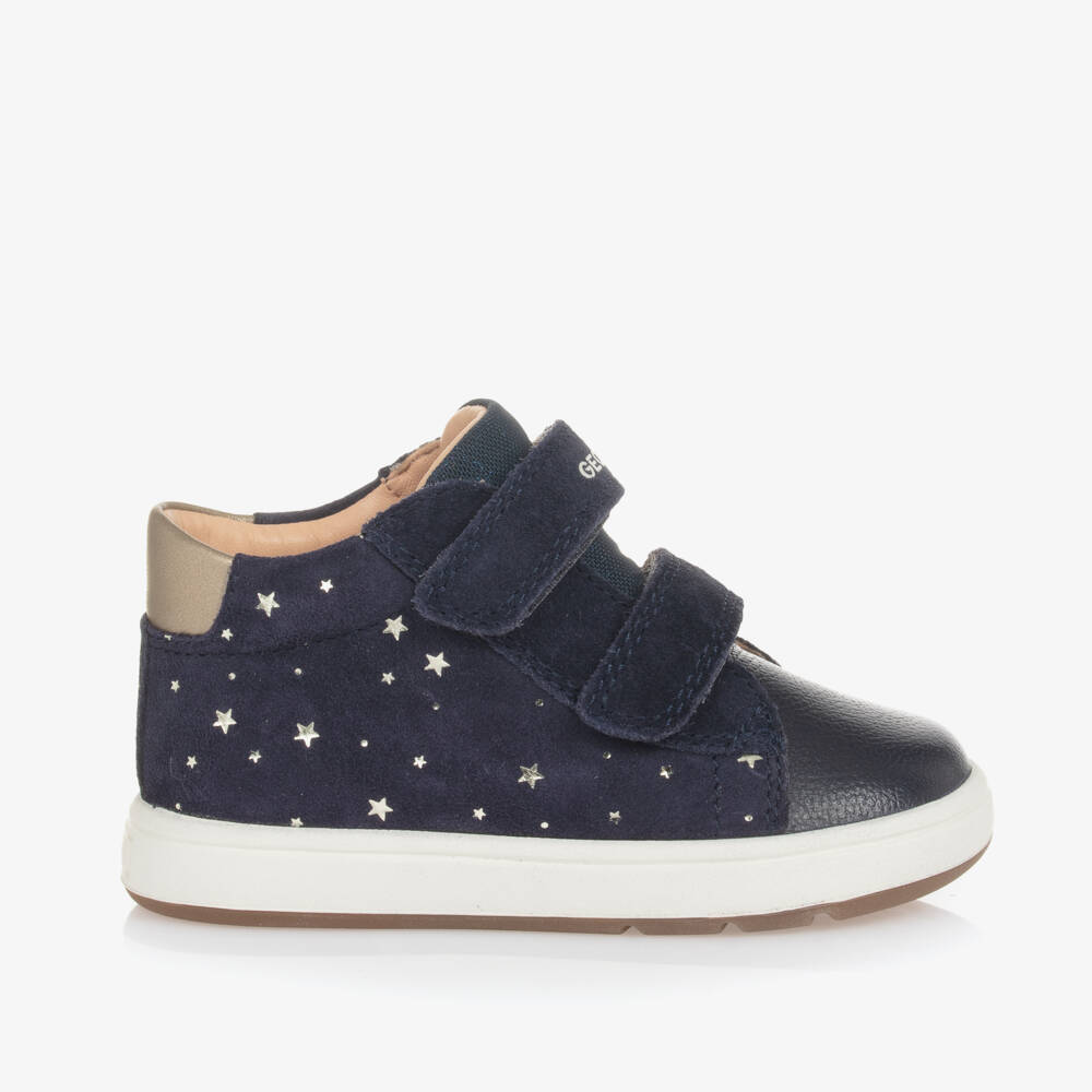 Geox-Girls Blue Star Leather Trainers | Childrensalon Outlet
