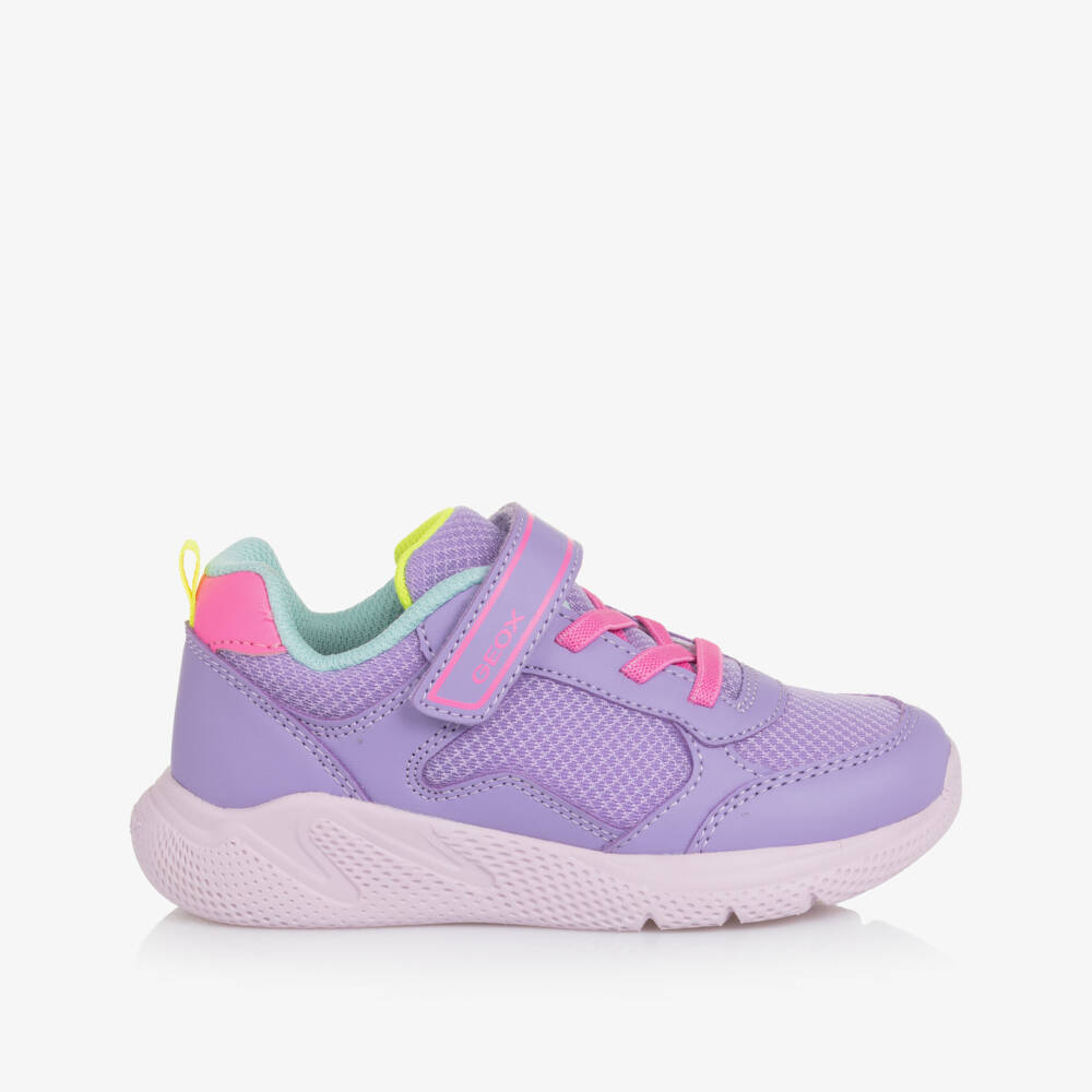 Geox-Girls Bright Purple Mesh Trainers with Pink Detailing | Childrensalon Outlet