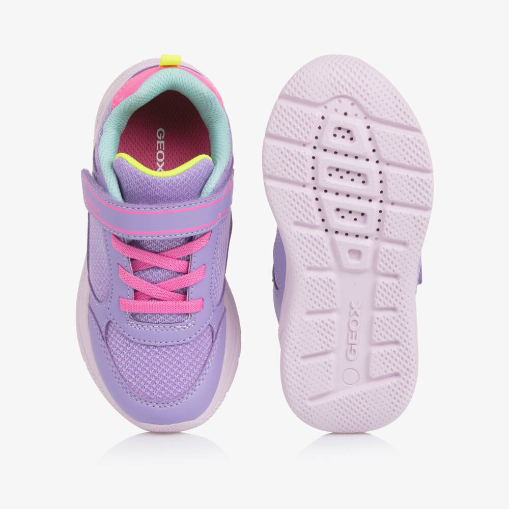 Geox-Girls Bright Purple Mesh Trainers with Pink Detailing | Childrensalon Outlet