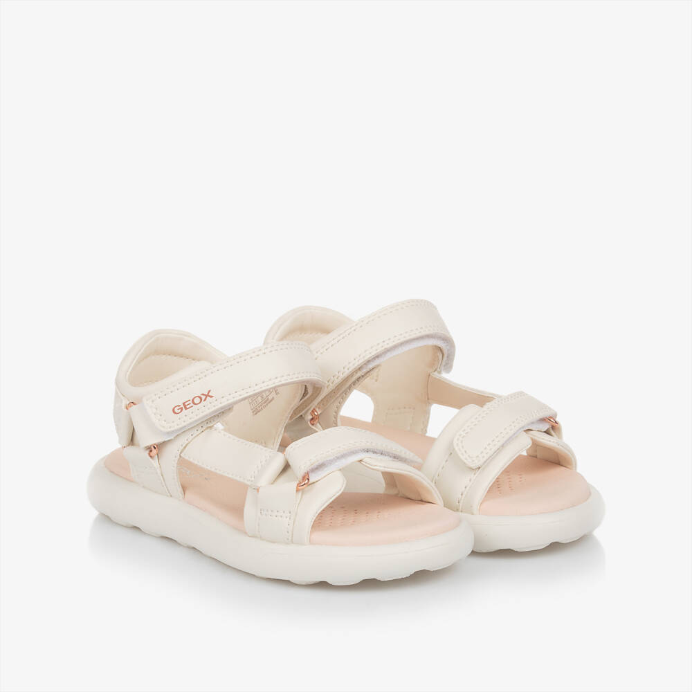 Geox-Girls Creamy Vegan Leather Strap Sandals | Childrensalon Outlet