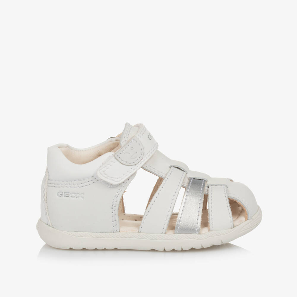 Geox-Girls Elegant White Leather Strappy Sandals | Childrensalon Outlet