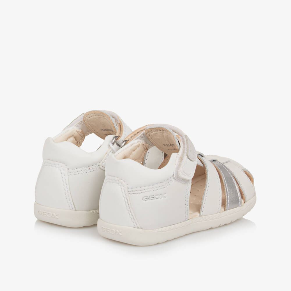 Geox-Girls Elegant White Leather Strappy Sandals | Childrensalon Outlet