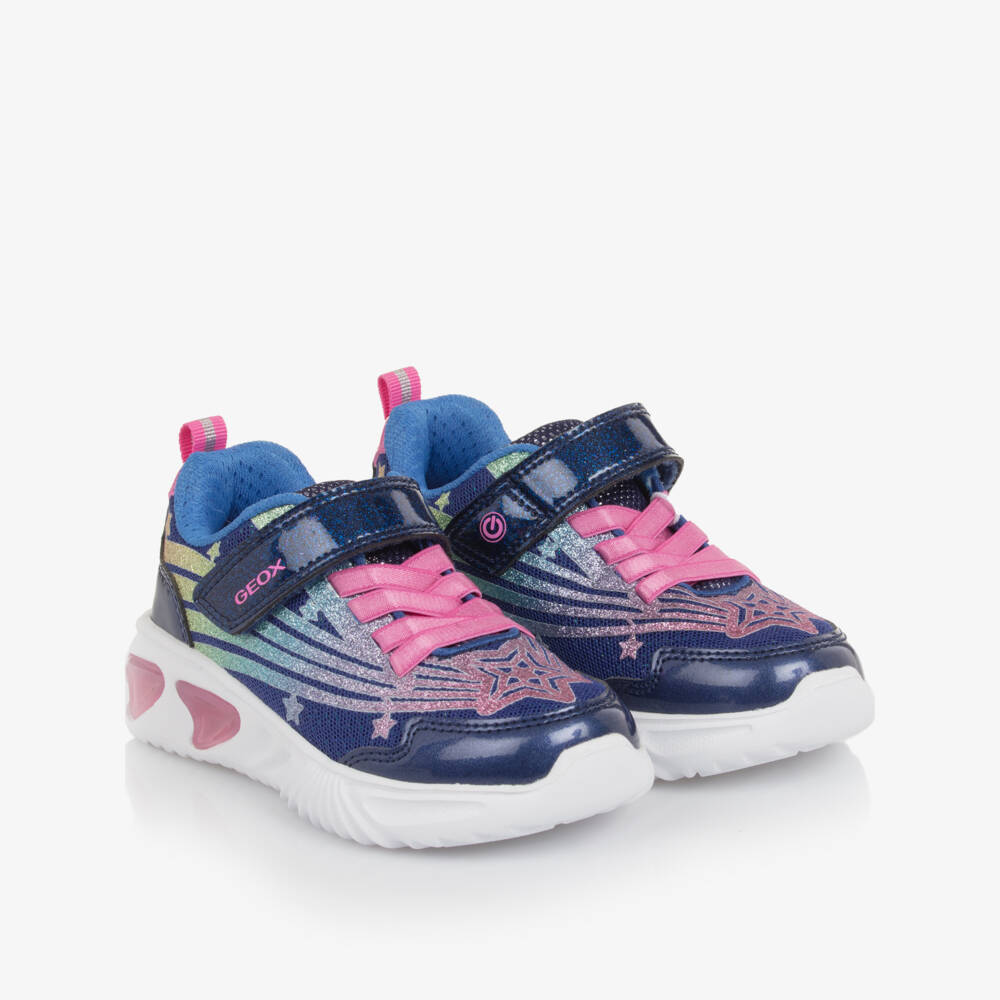 Geox-Girls Glittering Star Navy Trainers | Childrensalon Outlet