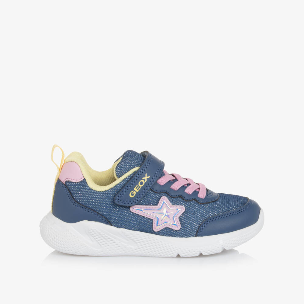 Geox-Girls Glittery Blue Trainers with Star Motifs | Childrensalon Outlet