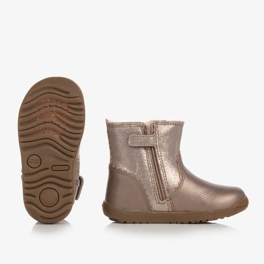 Geox-Girls Grey Glittery Leather Boots | Childrensalon Outlet