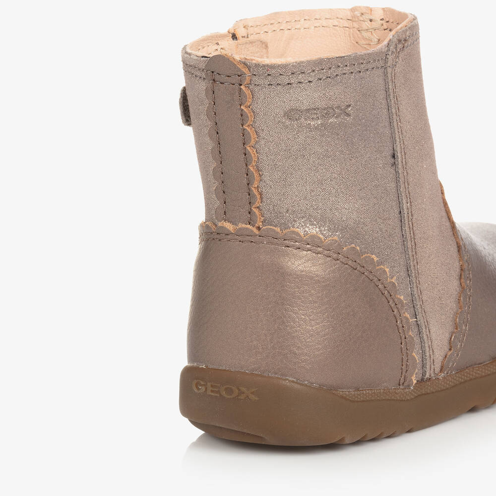 Geox-Girls Grey Glittery Leather Boots | Childrensalon Outlet