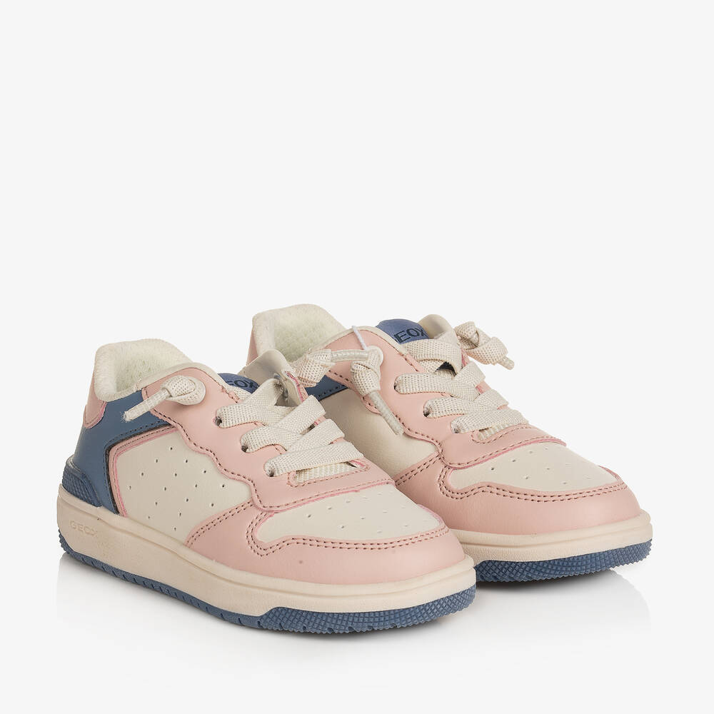 Geox - Girls Ivory Faux Leather Trainers | Childrensalon