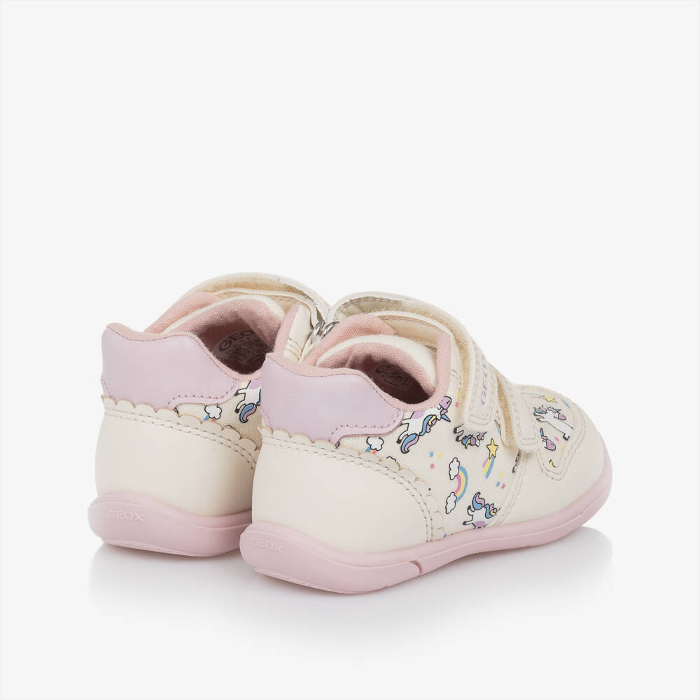Geox-Girls Ivory Unicorn Velcro Sneakers | Childrensalon Outlet