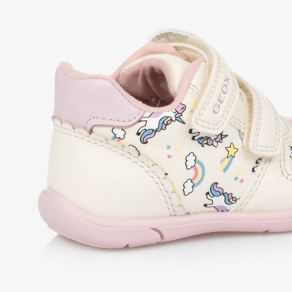 Geox-Girls Ivory Unicorn Velcro Sneakers | Childrensalon Outlet
