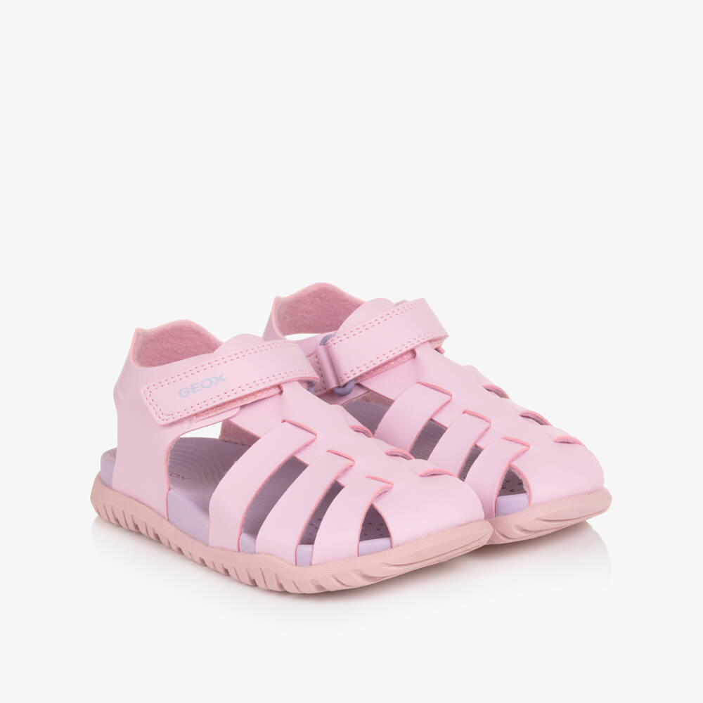 Geox-Girls Lilac Pink Faux Leather Sandals | Childrensalon Outlet
