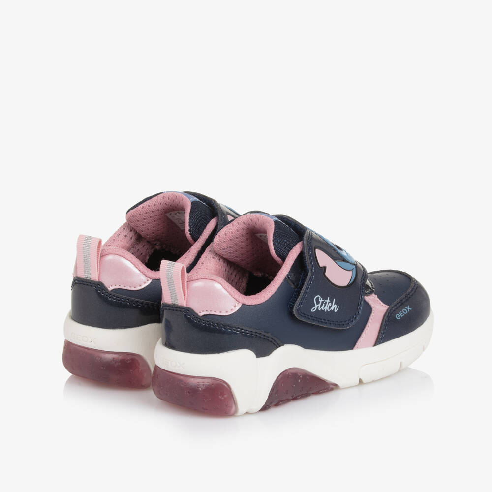 Geox-Girls Navy Blue Disney Stitch Light-Up Trainers | Childrensalon Outlet