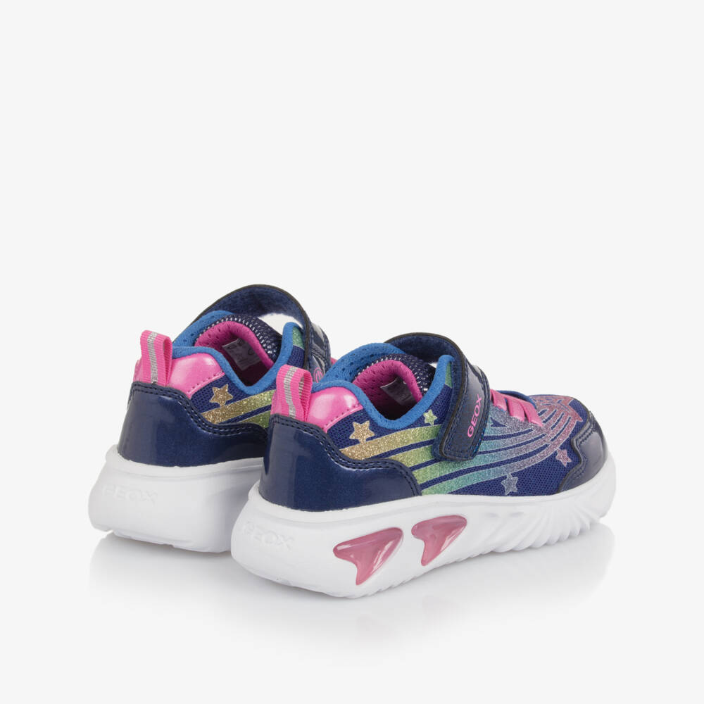 Geox-Girls Navy Blue Glittery Star Light-Up Trainers | Childrensalon Outlet