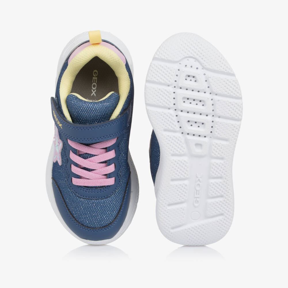 Geox-Girls Navy Star Glitter Trainers | Childrensalon Outlet