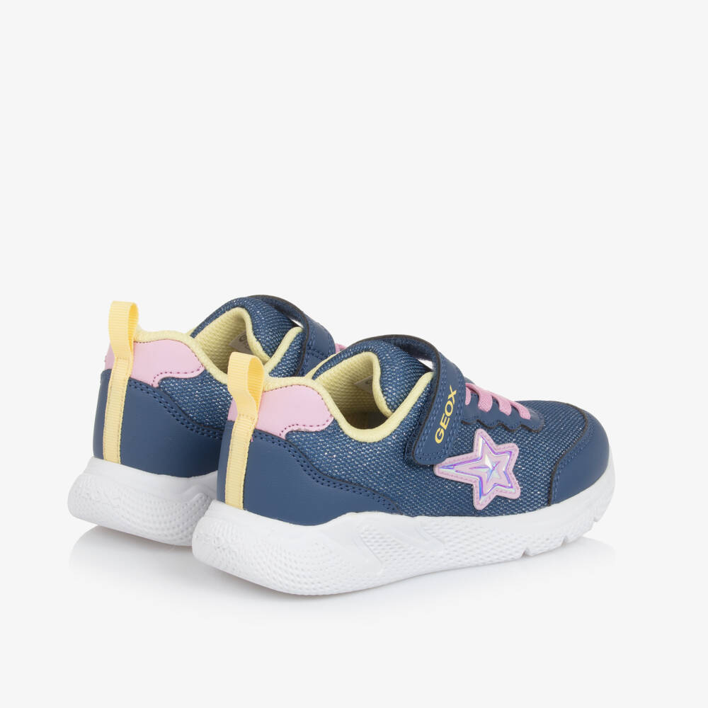 Geox-Girls Navy Star Glitter Trainers | Childrensalon Outlet