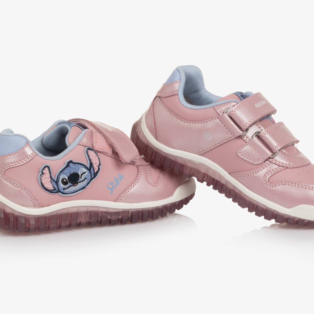 Geox-Girls Pink Disney Stitch Light-Up Trainers | Childrensalon Outlet