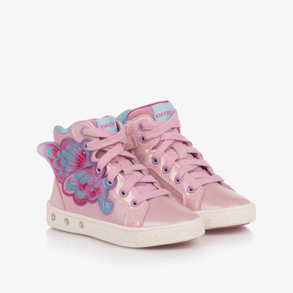Geox-حذاء رياضي وردي للبنات مع أضواء وفراشات | Childrensalon Outlet