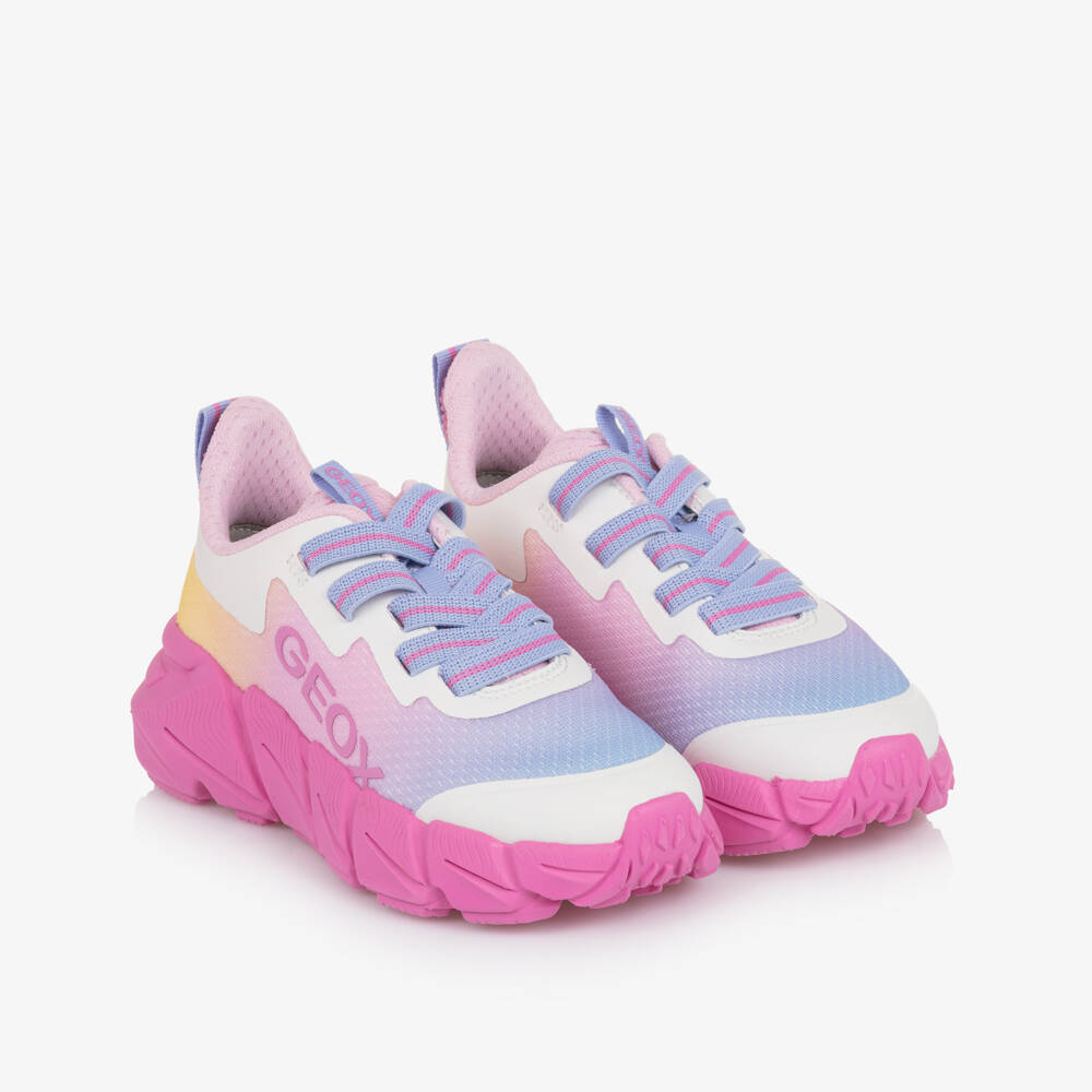 Geox-Girls Pink & Lilac Slip-On Trainers | Childrensalon Outlet
