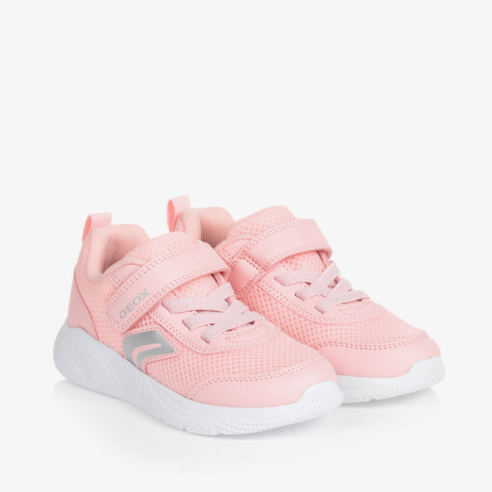 Geox-Girls Pink Sports Mesh Velcro Trainers | Childrensalon Outlet
