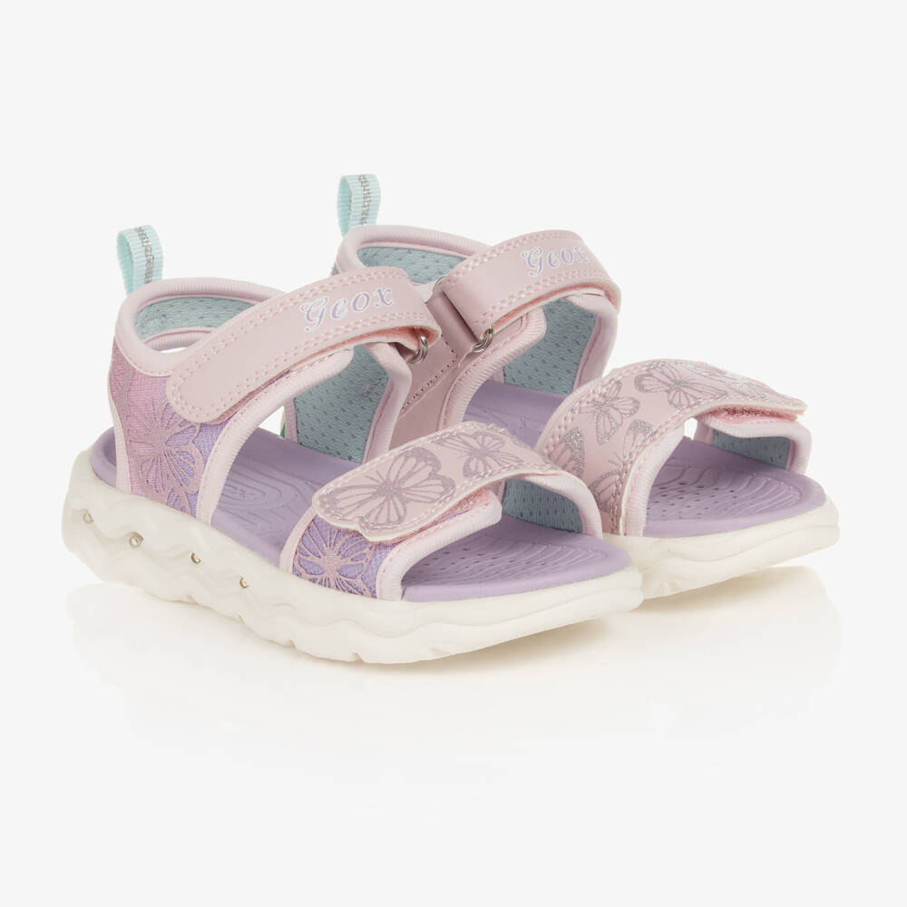 Geox - Sandales violettes lumineuses fille | Childrensalon