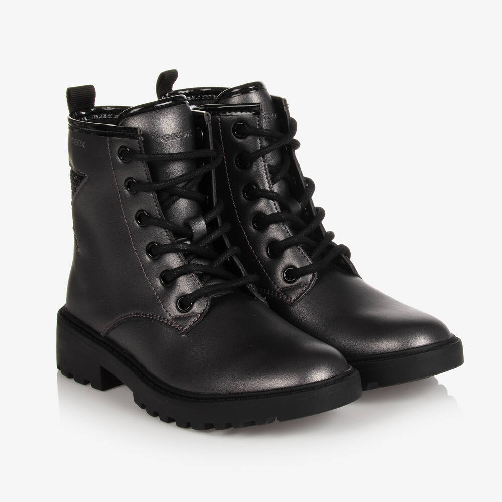 Geox - Boots argent simili cuir fille | Childrensalon