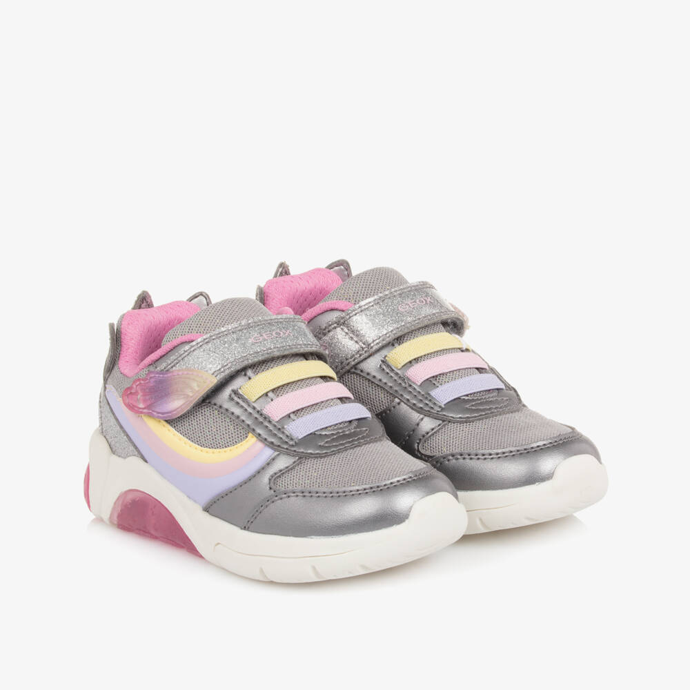 Geox-Girls Silver Light-Up Angel Trainers | Childrensalon Outlet
