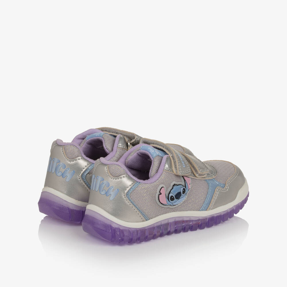 Geox-Girls Silver Lilo & Stitch Velcro Trainers | Childrensalon Outlet
