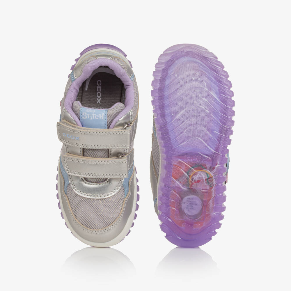 Geox-Girls Silver Lilo & Stitch Velcro Trainers | Childrensalon Outlet