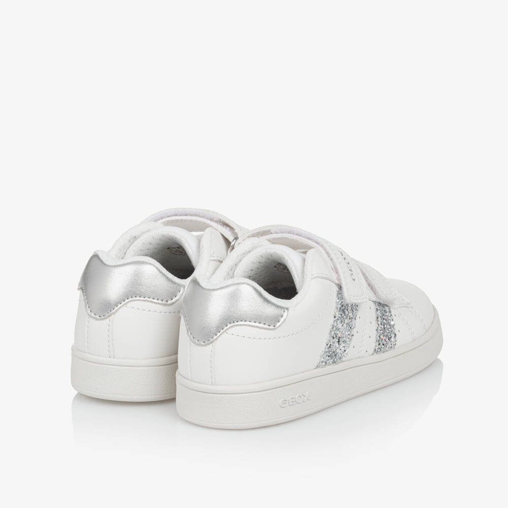 Geox-Girls Sparkling Silver Velcro Sneakers | Childrensalon Outlet
