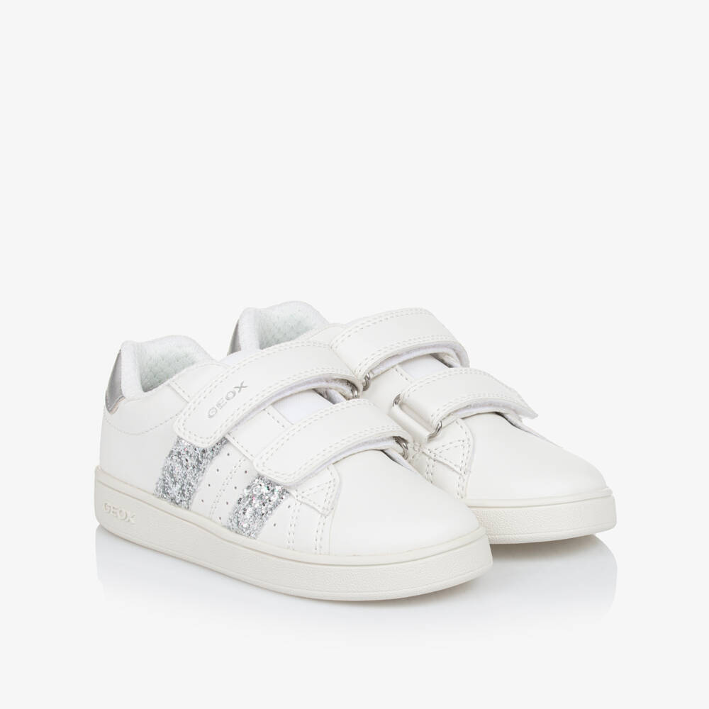 Geox-Блестящие серебристые кроссовки на липучках для девочек | Childrensalon Outlet