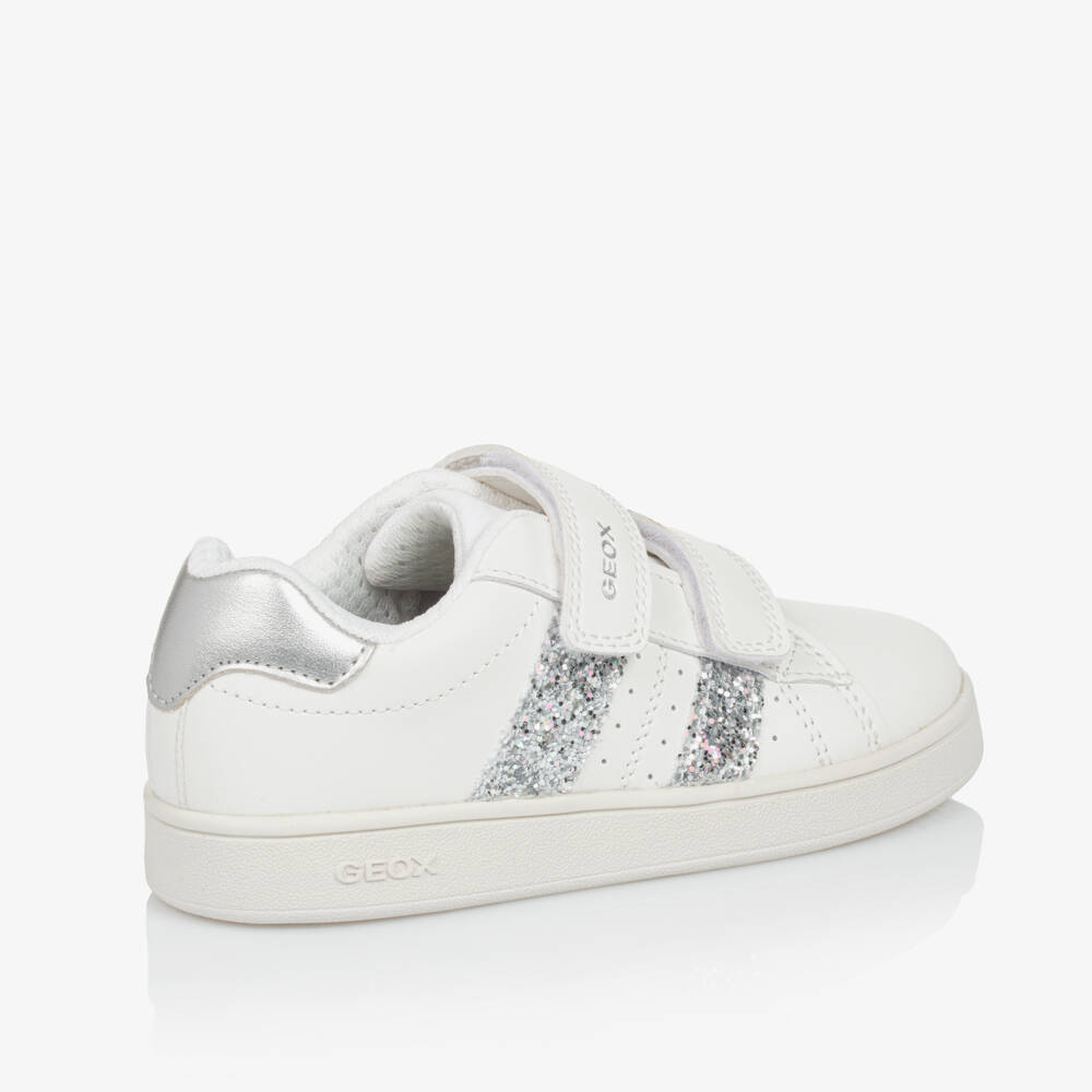 Geox-Girls Sparkling Silver Velcro Sneakers | Childrensalon Outlet