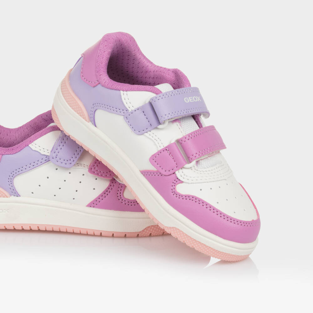 Geox-Girls Sporty White & Purple Sneakers | Childrensalon Outlet