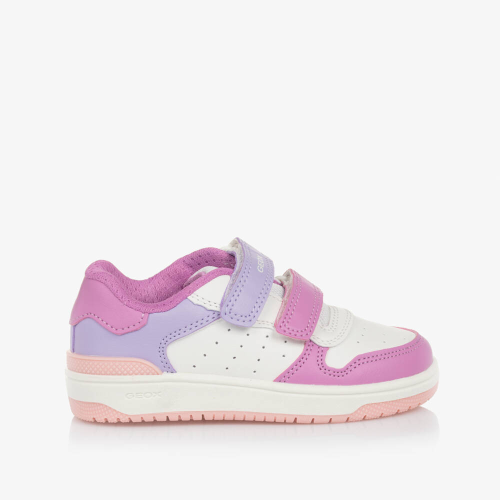 Geox-Girls Sporty White & Purple Sneakers | Childrensalon Outlet