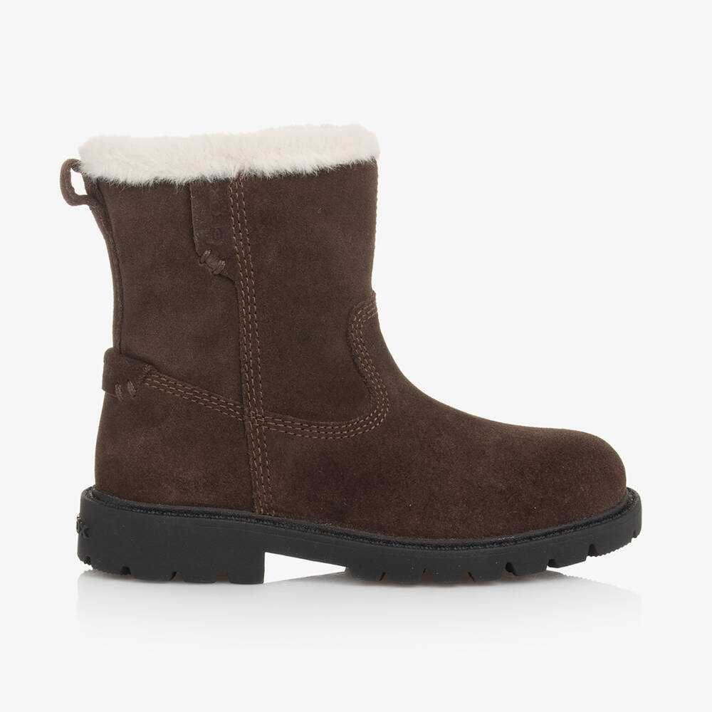 Geox-Girls Suede Brown Winter Boots | Childrensalon Outlet