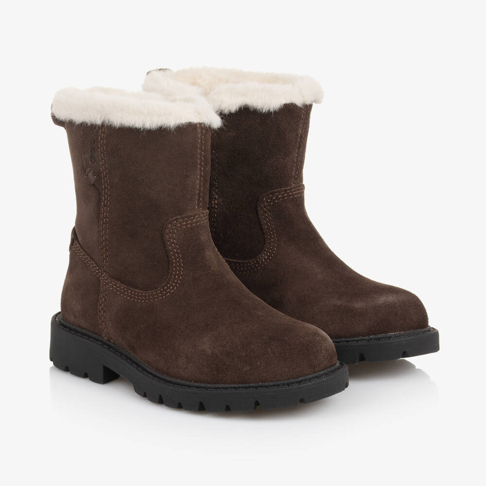 Geox-Girls Suede Brown Winter Boots | Childrensalon Outlet