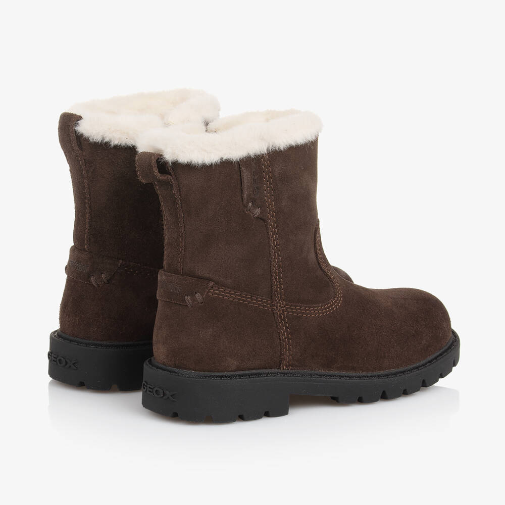 Geox-Girls Suede Brown Winter Boots | Childrensalon Outlet