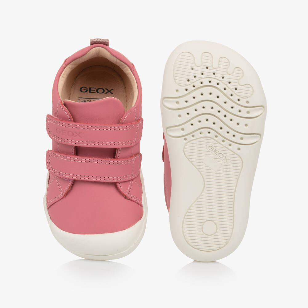Geox-Girls Velcro Pink Leather Toddlers | Childrensalon Outlet