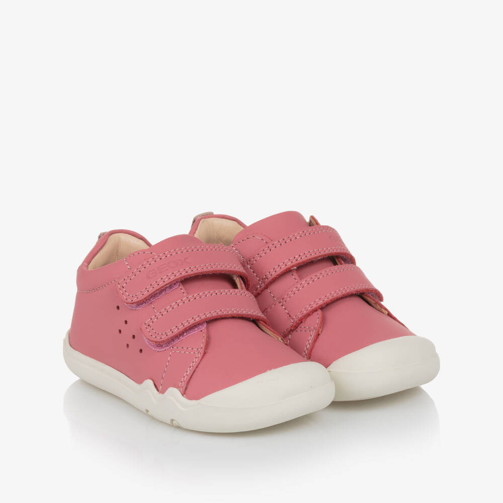 Geox-Girls Velcro Pink Leather Toddlers | Childrensalon Outlet