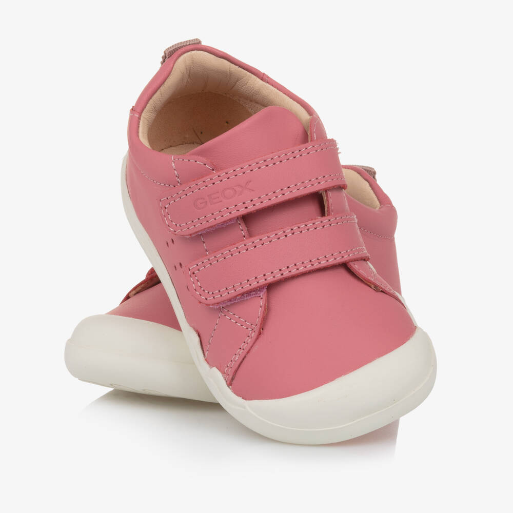 Geox-Girls Velcro Pink Leather Toddlers | Childrensalon Outlet