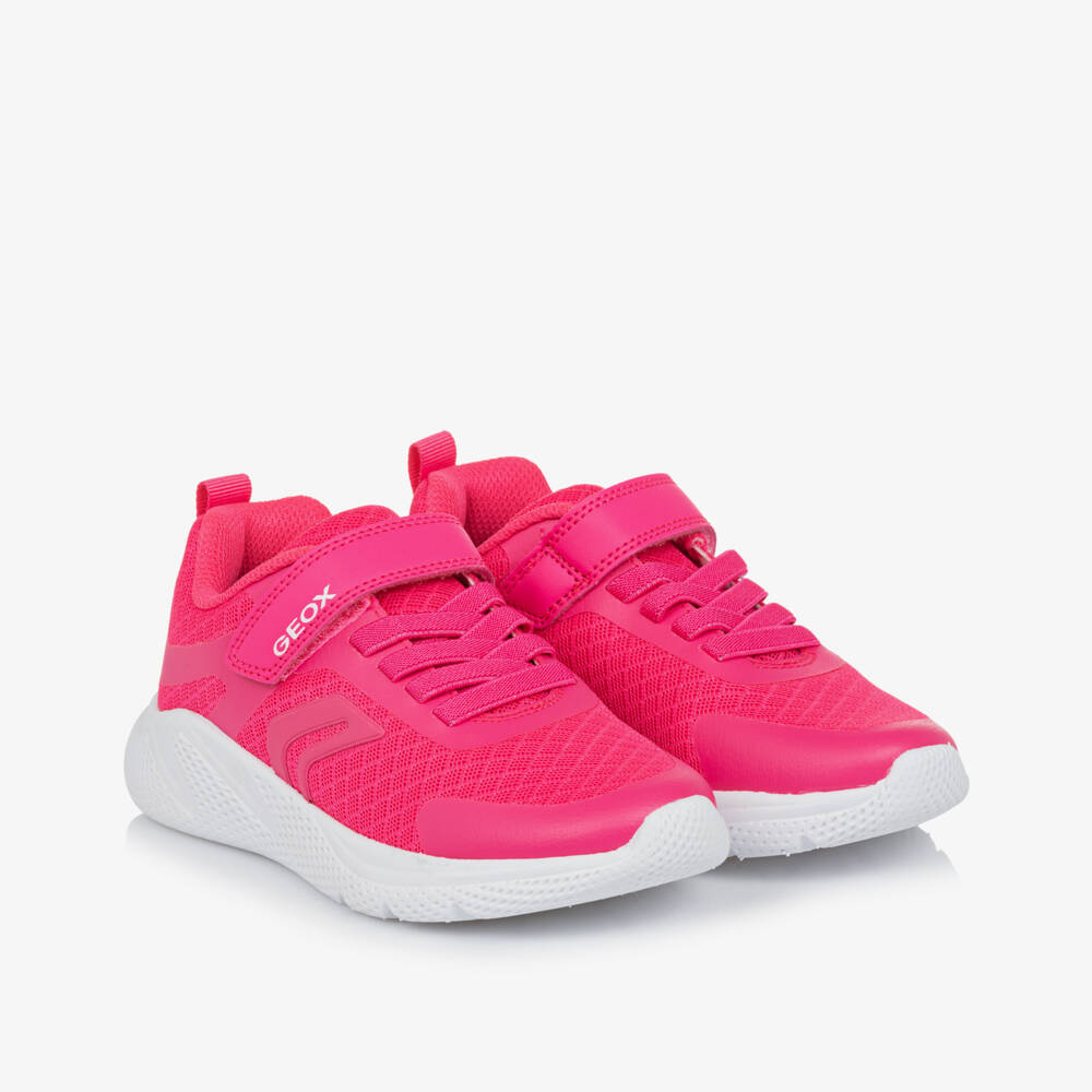 Geox-Girls Vibrant Pink Mesh Sneakers | Childrensalon Outlet