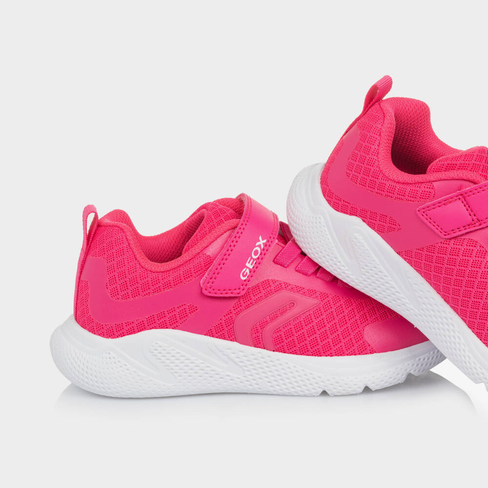 Geox-Girls Vibrant Pink Mesh Sneakers | Childrensalon Outlet