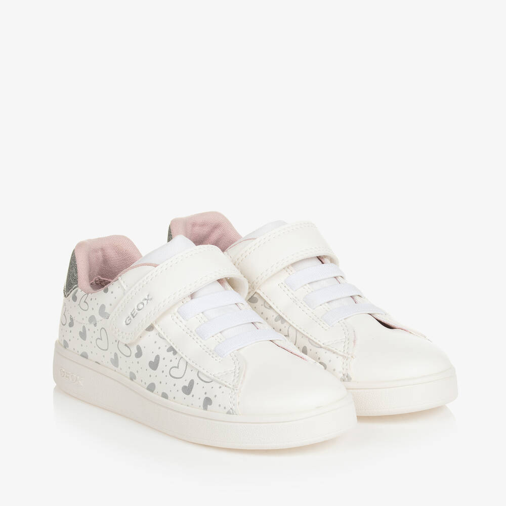 Geox-Girls White Faux Leather Trainers | Childrensalon Outlet