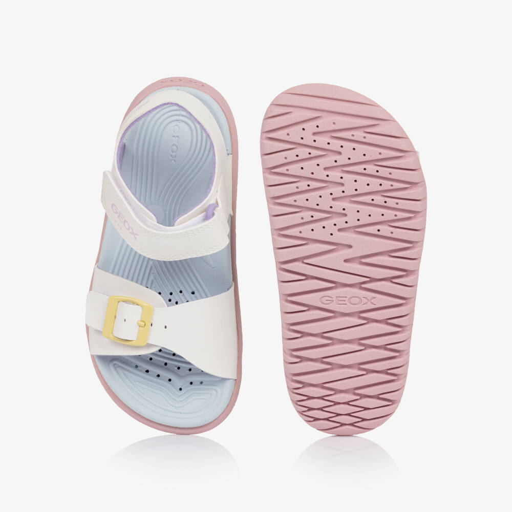 Geox-Girls White Faux Leather Water Friendly Sandals | Childrensalon Outlet