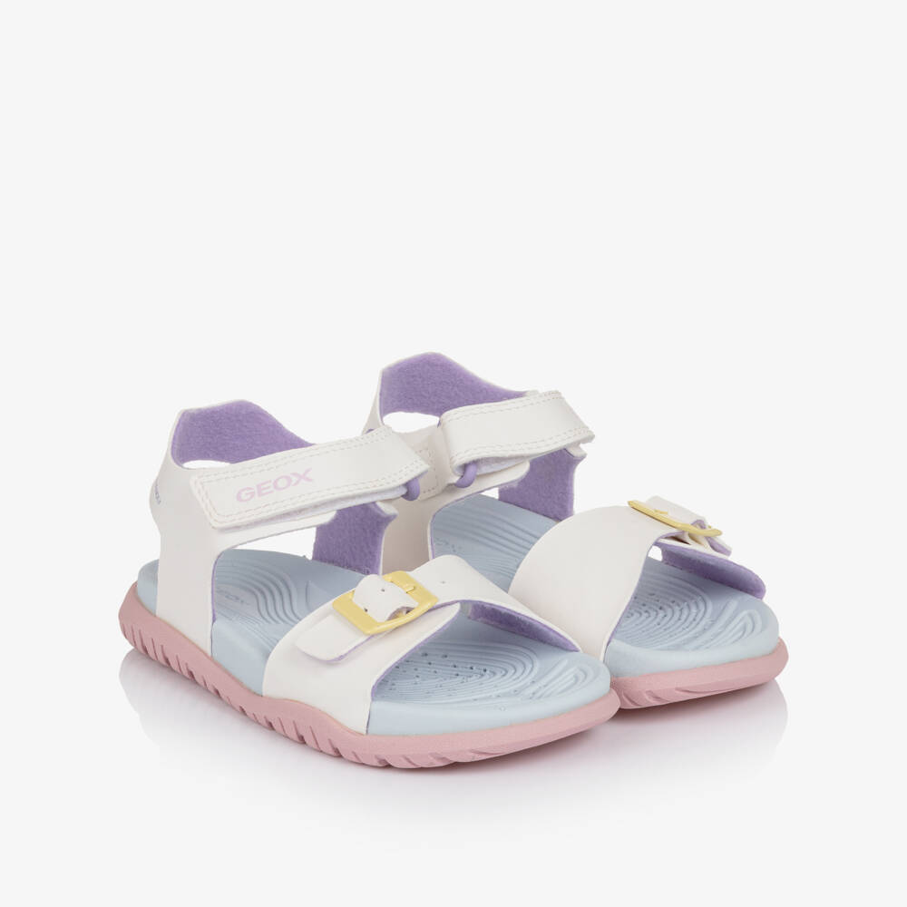 Geox-Girls White Faux Leather Water Friendly Sandals | Childrensalon Outlet