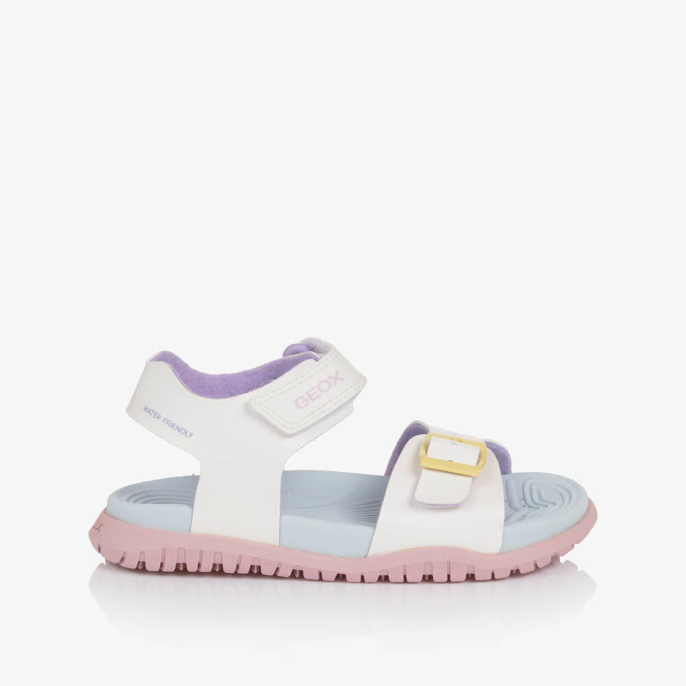 Geox-Girls White Faux Leather Water Friendly Sandals | Childrensalon Outlet
