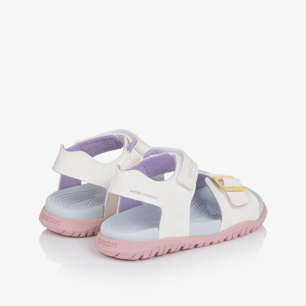 Geox-Girls White Faux Leather Water Friendly Sandals | Childrensalon Outlet