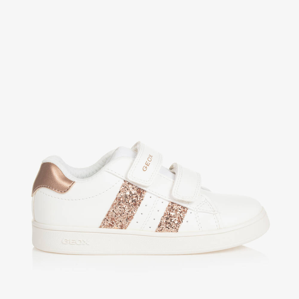 Geox Girls White Glitter Velcro Trainers Childrensalon Outlet