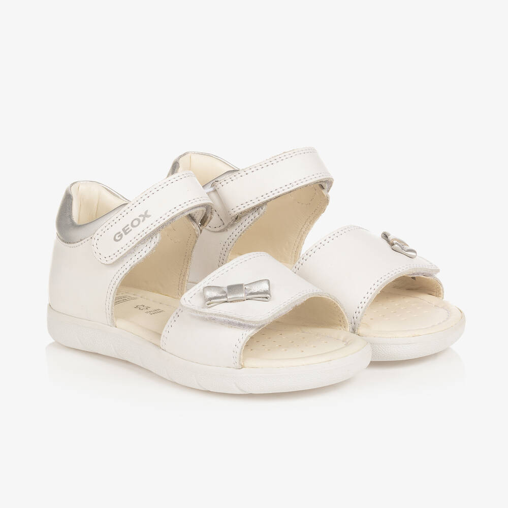 Geox - Girls White Leather Sandals | Childrensalon