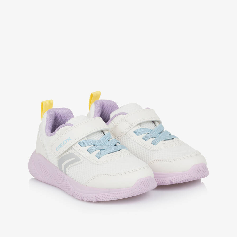 Geox-Girls White Mesh Easy-Fit Sneakers | Childrensalon Outlet