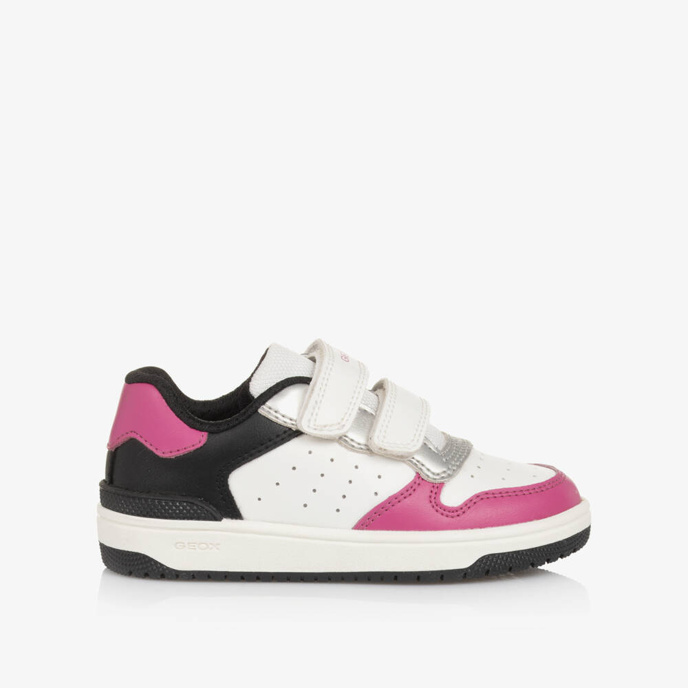 Geox-Girls White, Pink & Black Velcro Trainers | Childrensalon Outlet